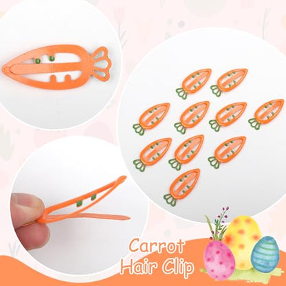 10Pcs Easter Hair Clips Carrot Hair Barrettes Metal Carrot Shaped Hair Pins Cute Hair Accessories for Women Girls Easter Party Supplies