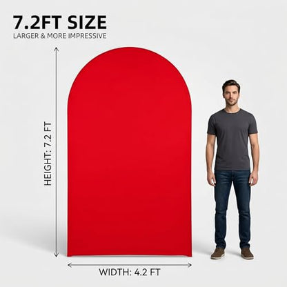Double Sided 7.2FT Red Arch Backdrop Cover Spandex Fitted Stretchy Arch Covers for Wedding Birthday Party Bridal Baby Shower Ceremony - color: Red, size: 7.2FT