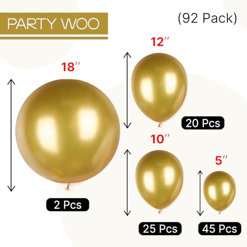 PartyWoo Gold Balloons 85pcs Different Sizes of 18 12 10 5 Inch Gold Balloon Arch Kit Garland for Birthday Wedding Anniversary Baby Shower Graduation Retirement Casino Party Decorations Gold-G101 - color: Gold-g101-2
