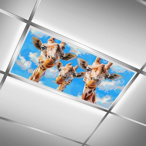 Fluorescent Light Covers for Classroom Ceiling Lights – 2x4ft Backlit Film for Fluorescent Fixtures, Reduce Glare and Eye Strain, Easy to Install – School, Office, Sensory - Giraffe - color: Giraffe（1）
