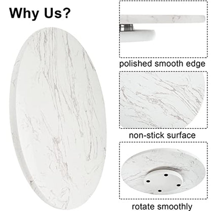 DEAYOU Marble Lazy Susan, Natural Marble Round Tray Turntable Cake Stand, 12" Lazy Susan Cheese Board with Silent Rotating for Serving, Table Display, Cupcake, White, Revolving Cake Leveler Spinner