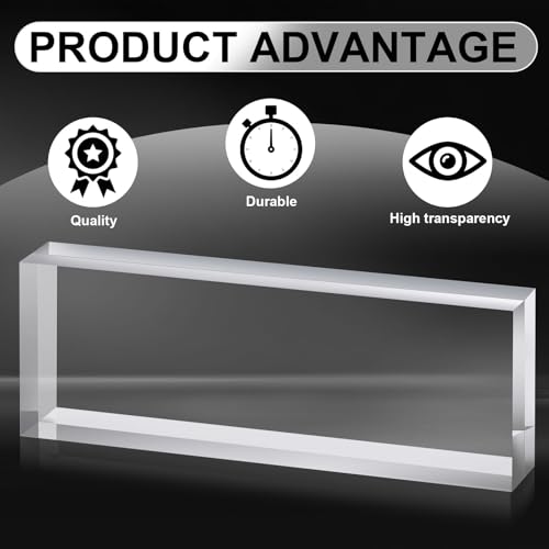 Yousoontic 2 Pcs Clear Acrylic Blocks for Display Blank Name Plate Block Cube Display Stand for Wedding Props Photography Scrapbooking Crafts (3 x 9 x 1.125 Inch) - size: 3 x 9 x 1.125 Inch