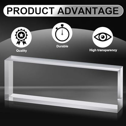 Yousoontic 2 Pcs Clear Acrylic Blocks for Display Blank Name Plate Block Cube Display Stand for Wedding Props Photography Scrapbooking Crafts (3 x 9 x 1.125 Inch) - size: 3 x 9 x 1.125 Inch