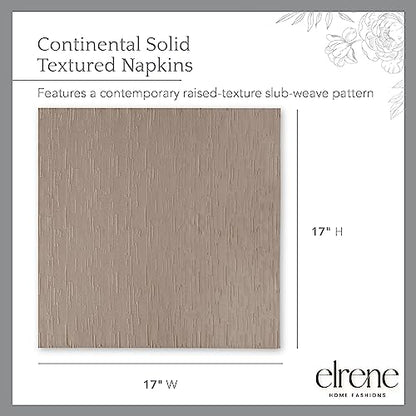 Elrene Home Fashions Continental Solid Texture Water and Stain Resistant Fabric Dining Napkins, Set of 4, 17"x17", Taupe - color: Taupe, size: 17" x 17" (Set of 4)