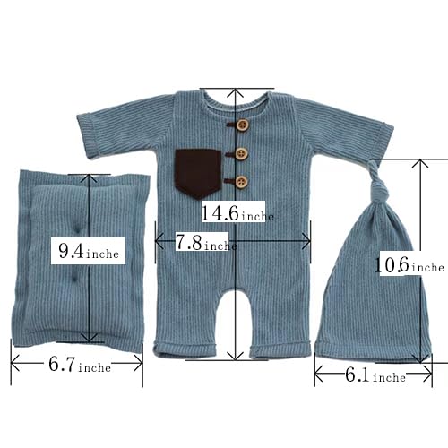 Newborn Photography Outfits Boy Girl Baby Photo Romper Knit Bodysuit Outfit Prop - color: Blue