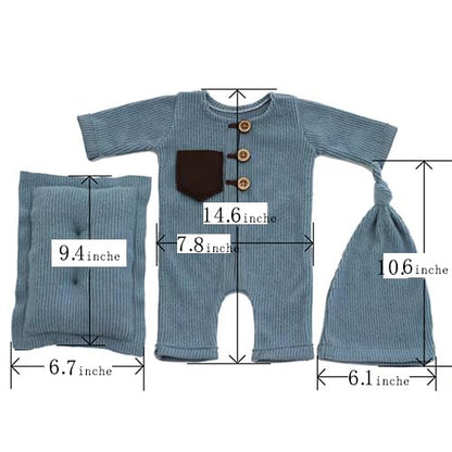 Newborn Photography Outfits Boy Girl Baby Photo Romper Knit Bodysuit Outfit Prop - color: Blue