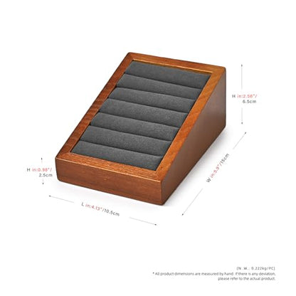Oirlv Solid Wood Ring Tray Display Stand Slotted Jewelry Ring Showcase Display Jewelry Organizer Jewelry Holder for Trade Showcase(grey) - color: Wood grey