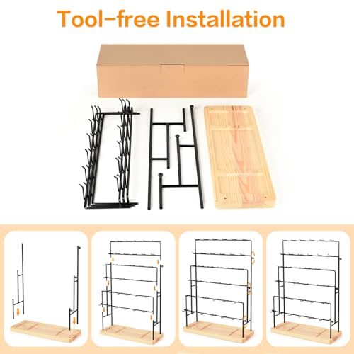 Jewelry Display for Vendors, 36 Hooks Earring Display Stands for Selling, Earring Holder Organizer for Earring Cards, Bracelets, Necklaces, Rings, Keychains Retail-Burlywood - style: 6T-Burlywood