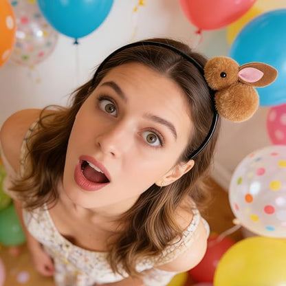 Pvoiue Easter Bunny Headband - Cute Plush Rabbit Hair Band for Women - color: Brown