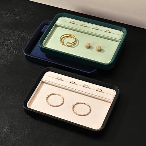 Oirlv Velvet Jewelry Display Tray for Vendors & Stores,Jewelry Organizer with Multi Compartments for Rings, Bracelets, Necklaces - Professional Display Case for Trade Shows, Home Dresser(Green) - color: Green P21601