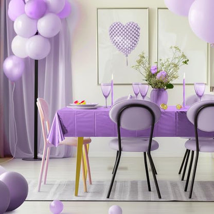 2pcs Light Purple Foil Tablecloth 54*72inch Plastic Birthday Party Table Cloths Disposable Waterproof Table Cover for Halloween Bridal Shower Wedding Anniversary Baby Shower Elegant Party Supplies - color: Light Purple