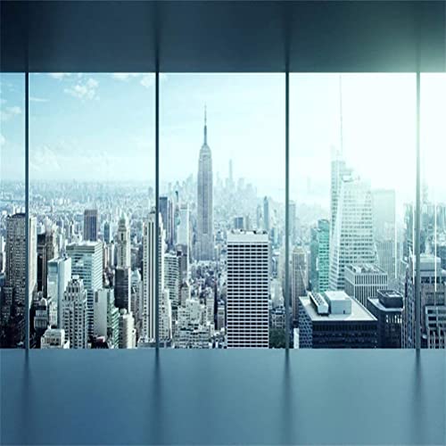 AOFOTO 8x8ft Business Office Sash Window Backdrop French Window Photography Background Empty Casement Work Modern City Building New York Skyscraper Photo Studio Prop Success Job City Landscape Vinyl - size: 8x8ft