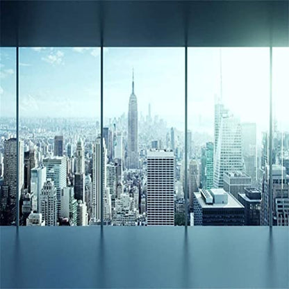 AOFOTO 8x8ft Business Office Sash Window Backdrop French Window Photography Background Empty Casement Work Modern City Building New York Skyscraper Photo Studio Prop Success Job City Landscape Vinyl - size: 8x8ft