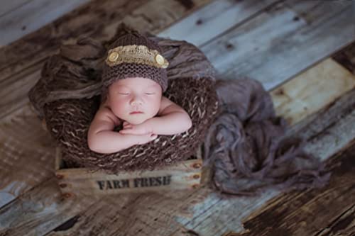 Newborn Baby Photo Shoot Props Girl Boy Crochet Knit Hat Costume Stripe Hat Pants Overalls Photography Props - color: Brown