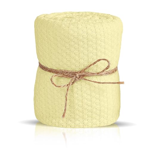 Baby Wrap Set. Newborn Photography Props. Swaddle or Blanket for Boy or Girl. Waffle Knit Wraps. (Yellow) - color: Yellow