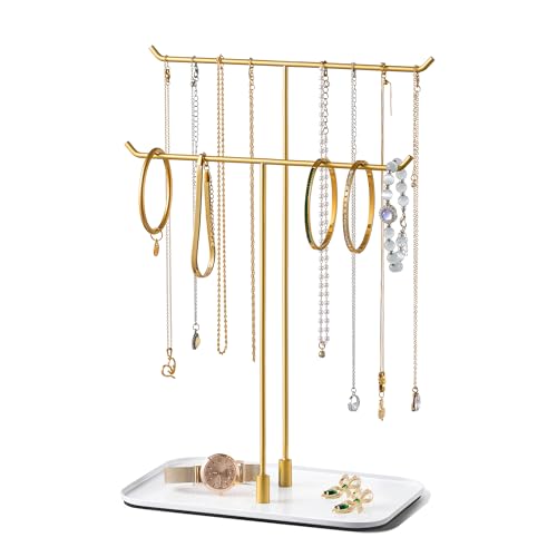 bussdis Necklace Stand Aesthetic Necklace Holder: Metal Necklace Organizer for Home Decor, Gold - color: Gold, size: 14.5" Height