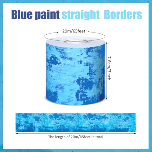 Zonon 65 Feet Blue Bulletin Board Borders Decorations for Classroom Straight Die Cut Border Trim Rolled Ocean Chalkboard Trim for Back to School Blackboard Desk Decor