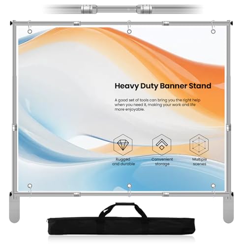 Jiang&Rong 10x10ft Heavy Duty Backdrop Stand Kit - Adjustable Step and Repeat Photo Banner Stand for Photography, Trade Shows, Photo Booths, Events(Silver) - color: Silver