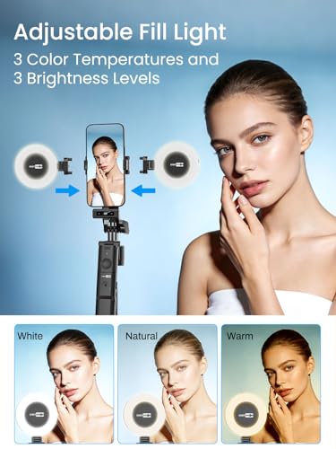 USKEYVISION Vlogging Kit for iPhone&Android w/Fill Light,Remote&Wireless Microphones,YouTube Starter Kit Content Creator Essentials,Auto Face Tracking Camera Mount Tripod for TikTok Video Recording - style: Vlogging Kit-B