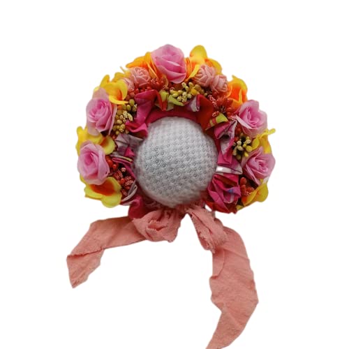Newborn Baby Headbands Vintage 3D Floral Bonnet Hat for Infant Full Moon Photography Props Hairband Accessories - color: T-300