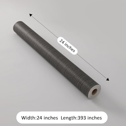 Black Grasscloth Wallpaper Peel and Stick Fabric Linen Textured 24"x394" Classic Faux Grassweave Upgraded Thick Self-Adhesive Neutral Contact Paper Vinyl Film Liner Roll for Home Use - color: gray black, size: 23.6" x 393"