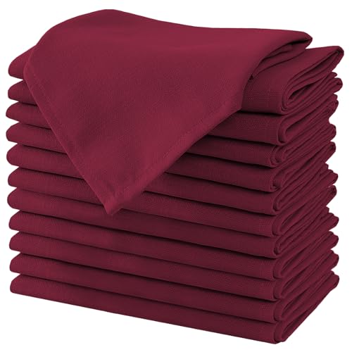 H.VERSAILTEX Cloth Napkins Set of 12 (18" X 18") Linen Textured Dinner Napkins Waterproof Soft Thick Durable Reusable Napkins with Hemmed Edges for Dinners, Weddings and Everyday Use, Christmas Red - color: Christmas Red, size: 18" x 18" (Square)