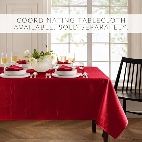 Elrene Home Fashions Continental Solid Texture Water and Stain Resistant Fabric Dining Slub-Weave Texture Napkins, Set of 4, 17"x17", Red - color: Red, size: 17" x 17" (Set of 4)