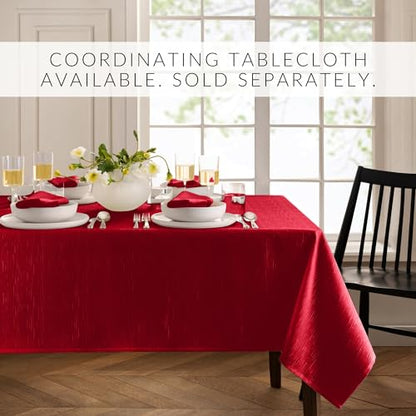 Elrene Home Fashions Continental Solid Texture Water and Stain Resistant Fabric Dining Slub-Weave Texture Napkins, Set of 4, 17"x17", Red - color: Red, size: 17" x 17" (Set of 4)