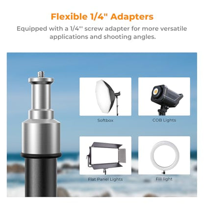 K&F CONCEPT Light Stand for Photography, 7.5ft/2.3M Portable Extendable Photo Video Tripod Stand, Lighting Tripod with 1/4" Screw for Lighting/Strobe Light/Webcams/Cameras/Softbox, with Storage Bag - size: 2.3M