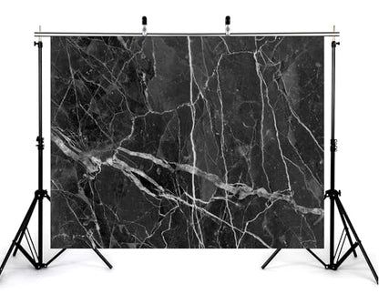 7x7ft Black Marble Texture Backdrop White Vein Photography Background for Minimalist Party Wedding Events Decorations Tapestry Photo Booth Props - size: 7x7ft