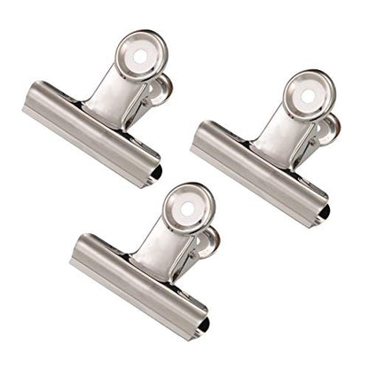 Coideal Silver Metal Hinge Clips - 20 Pack 2 Inch Large Bull Binder Paper Clips Clamp for Office Pictures Photos, Kitchen Food Bags (50mm) - color: Silver