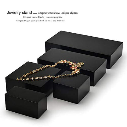 Oirlv Solid Wood Minimalism Style Jewelry Display Stand Showcase Jewelry Organizer Black Square Holder (SM05301) - color: SM05301