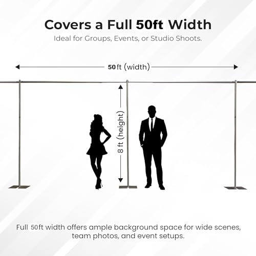 Online 8 Foot Tall Fixed Height Collapsible Pipe and Drape Backdrop Kit 8x50 (Navy Blue Drapes) - color: Navy