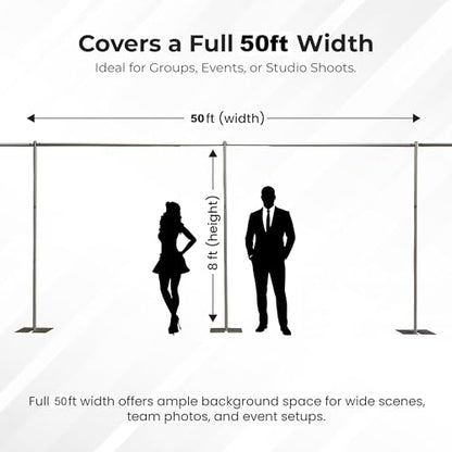 Online 8 Foot Tall Fixed Height Collapsible Pipe and Drape Backdrop Kit 8x50 (Navy Blue Drapes) - color: Navy