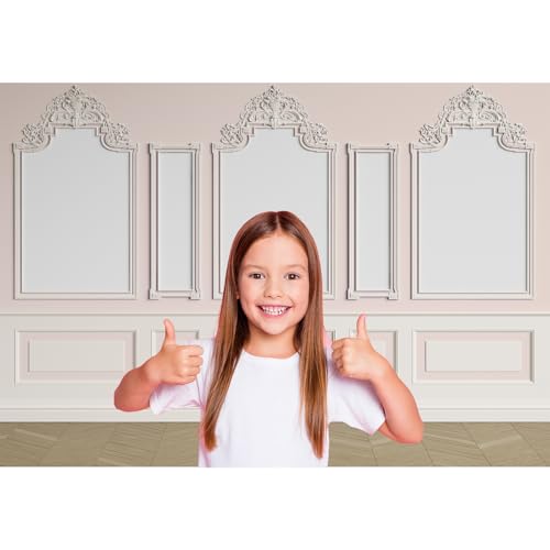 Vintage Pink Room Backdrop Classic Interior Pink White Wall Photography Background European Frame Castle House Living Room Wallpaper Backdrop Decorations Wedding Birthday Party Props 5x4ft - color: Light Pink, size: 5x4ft