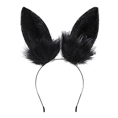Faylay Bunny Ear Women Rabbit Ear Faux Fur Headband Cosplay Headwear - color: Rbte-black