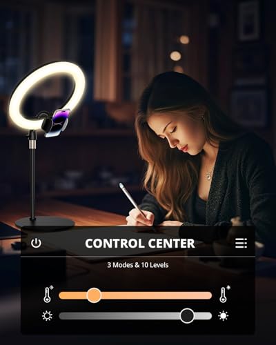 UBeesize 12" Desk Ring Light with Stand & Phone Holder - Adjustable Studio Light for Photography，Zoom Meetings, YouTube, TikTok, Live Streaming - style: Classic Model