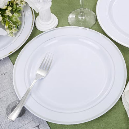 bUCLA 30PCS Silver Plastic Dinner Plates - Premium Heavy Duty 10.25inch Silver Disposable Party Plates, White and Silver Plastic Plates for Wedding & Christmas - color: 10.25Inch-30pcs-Silver