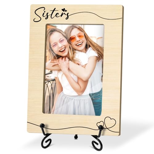 Sisters Picture Frame, Frame Gifts For Women Family Friend, Sister Gifts For Birthday Christmas Keepsake, 4x6 Photo Frame for Tabletop Display Desk Decor (Light yellow) - color: Yellow