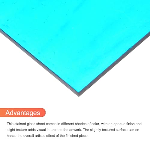 MECCANIXITY Stained Glass Sheet Mosaic Tile 3.9 Inch x 3.9 Inch Blue Stained Glass Sheets for Crafts DIY, Art Project - color: Blue