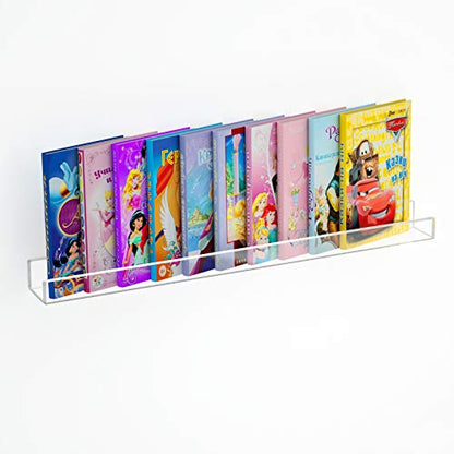 NIUBEE Kids Acrylic Floating Bookshelf 36 Inch,Clear Invisible Wall Bookshelves Ledge Book Shelf,50% Thicker with Screwdriver - size: 36inches