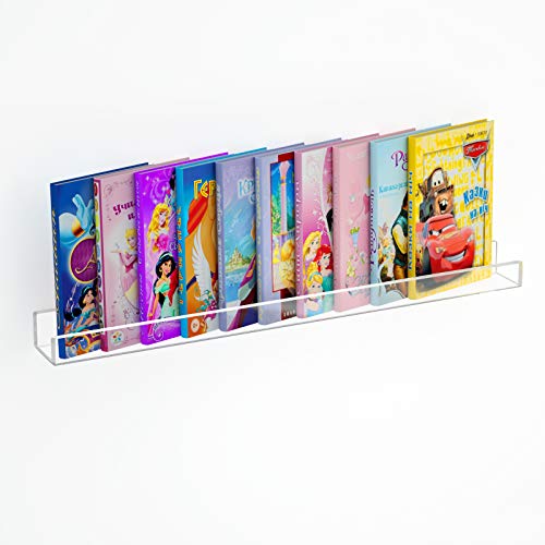 NIUBEE Kids Acrylic Floating Bookshelf 36 Inch,Clear Invisible Wall Bookshelves Ledge Book Shelf,50% Thicker with Screwdriver - size: 36inches