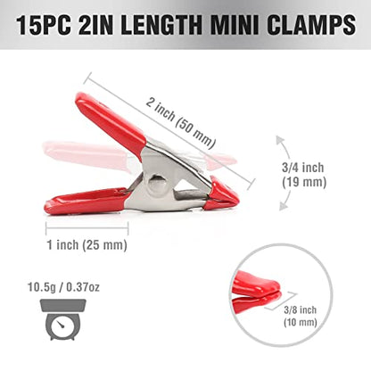 WORKPRO 20-Piece Steel Spring Clamps, 4 Inch(5 Pcs) & 2 Inch(15 Pcs), Heavy Duty Spring Metal Spring Clamps, 1"&0.75" Jaw Opening, for Wood Working, DIY, Photo Studio Backdrops Backgrounds
