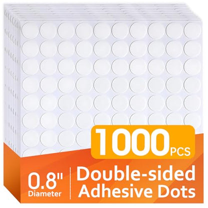 AROIC 1000 Pcs Sticky Dots, 0.8" Poster Putty Adhesive Stickers for Wall Hanging Crafts Balloons Festival Party Decorations, Sticky Tack Round No Trace Double Sided Tape Dots Waterproof Small Stickers - size: Round - 0.8 inches (Diameter)