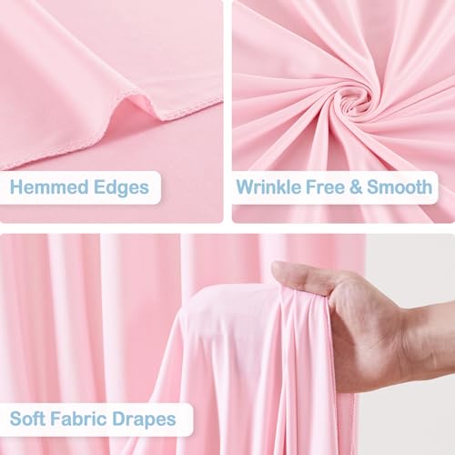 4 Panles Baby Pink Backdrop Curtains - Wrinkle Free Fabric Backdrop Curtain for Photoshoot, 10FT Wedding Party Photo Backdrop Drapes for Birthday Baby Shower Photography Stage Background Decorations - color: Baby Pink, size: W4' x H10'(4 panels)
