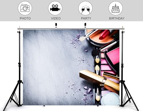 5x3ft Glam Beauty Makeup Backdrop Cosmetic Palette and Fashion Scenery Photography Background for Beauty Party and Studio Event Decorations Tapestry Banner Photo Booth Props - size: 5x3ft