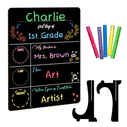 First and Last Day of School Chalkboard Sign for Kids, Reusable School Photo Prop with Chalk Surface, First Day of Kindergarten Preschool Board, Back to School Sign - color: School Chalkboard Sign
