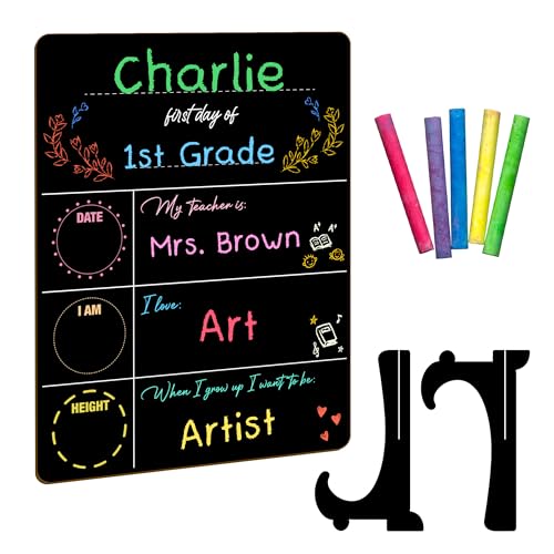 First and Last Day of School Chalkboard Sign for Kids, Reusable School Photo Prop with Chalk Surface, First Day of Kindergarten Preschool Board, Back to School Sign - color: School Chalkboard Sign