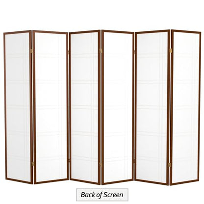 Red Lantern 6 ft. Tall Double Cross Shoji Screen - Walnut - 6 Panels - color: Walnut, size: 6 Panel