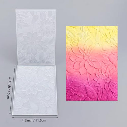 Briartw 3D Embossing Folder for Card Making Adding Textured Detail to Paper Crafting 6.3x4.5inch Clear Texture Plate Perfect for Heavyweight Cardstock (≥250gsm/92lb),Blooming Flowers Texture Template - color: Blooming Flowers